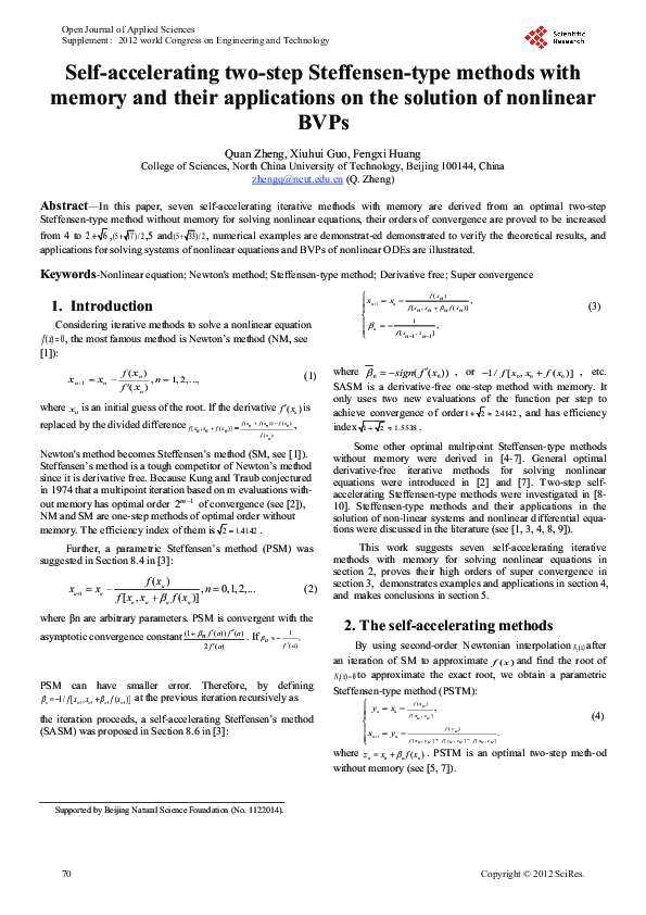 (PDF) Self-accelerating two-step Steffensen-type methods with memory ...