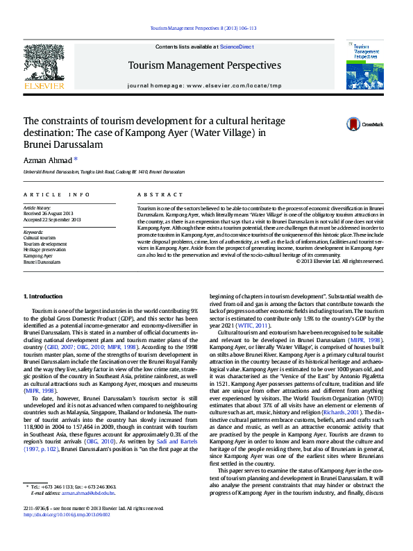 (PDF) The constraints of tourism development for a cultural heritage ...