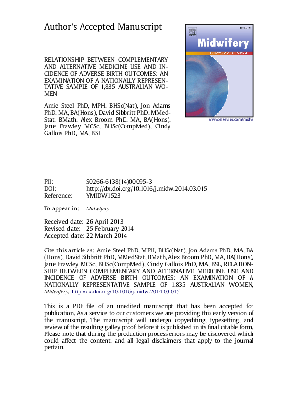 (PDF) Relationship between complementary and alternative medicine use ...