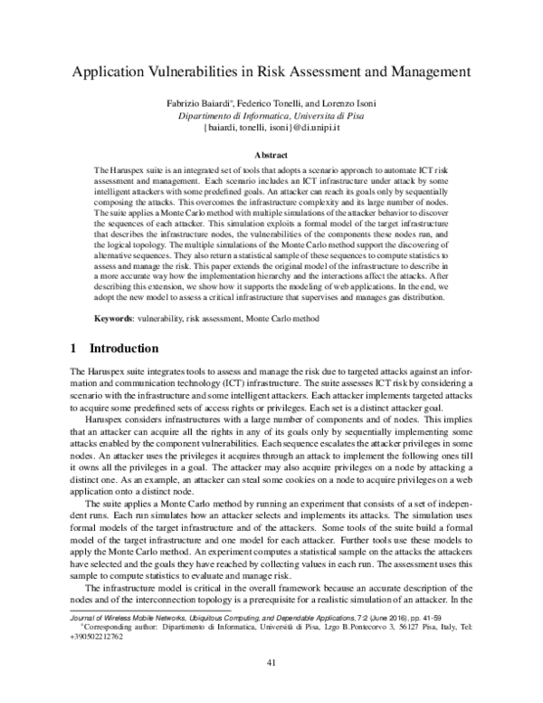 (PDF) Application Vulnerabilities in Risk Assessment and Management