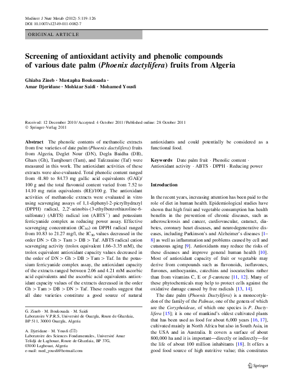 (PDF) Screening of antioxidant activity and phenolic compounds of ...