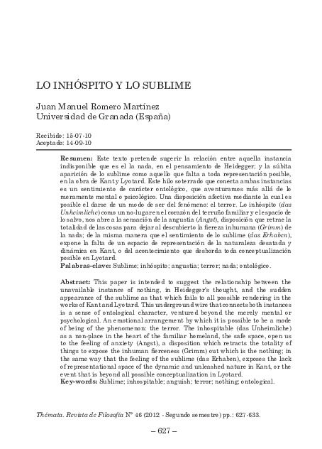 (PDF) Lo inhóspito y lo sublime
