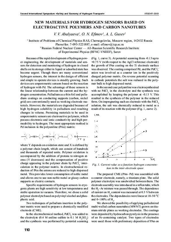 (PDF) New Materials for Hydrogen Sensors Based on Electroactive ...