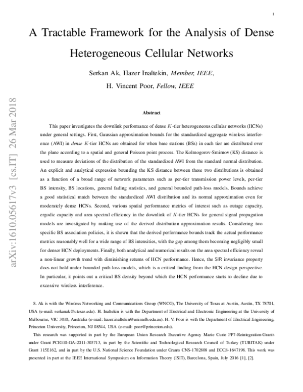 (PDF) A Tractable Framework for the Analysis of Dense Heterogeneous ...