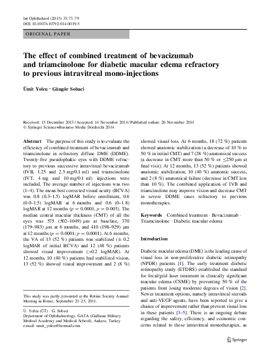 (PDF) The effect of combined treatment of bevacizumab and triamcinolone ...