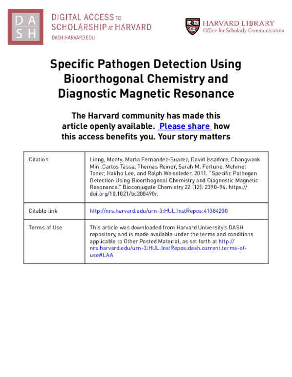 (PDF) Specific Pathogen Detection Using Bioorthogonal Chemistry and ...