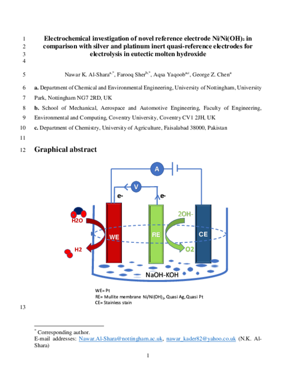 (PDF) Electrochemical investigation of novel reference electrode Ni/Ni