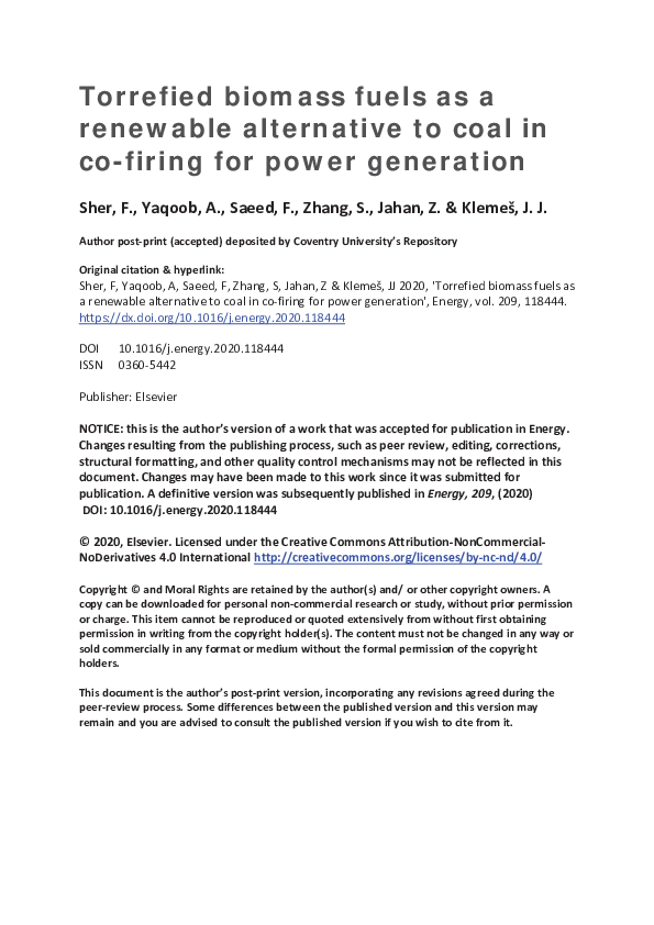 (PDF) Torrefied biomass fuels as a renewable alternative to coal in co ...