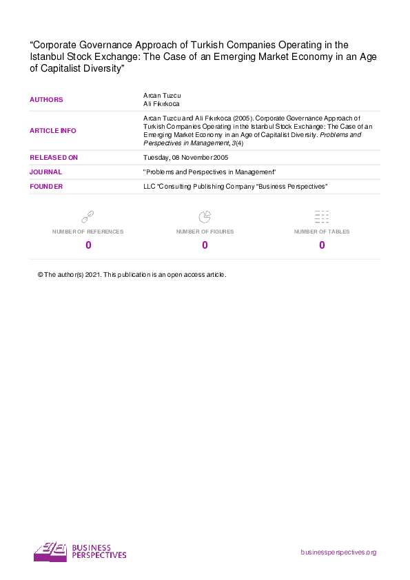 (PDF) Corporate Governance Approach of Turkish Companies Operating In ...