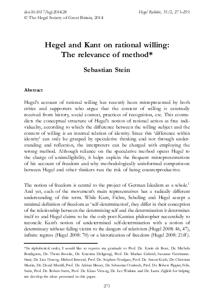 (PDF) Article: Hegel and Kant on rational willing: The relevance of ...