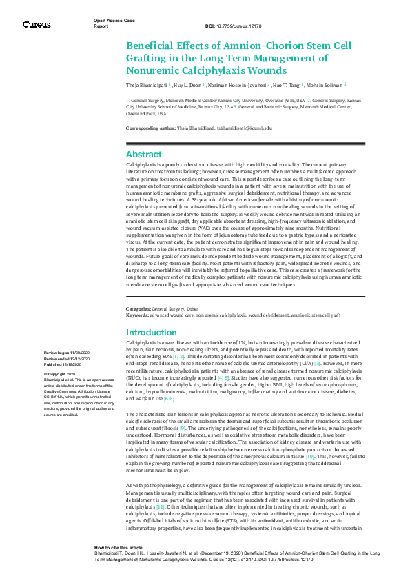 (PDF) Beneficial Effects of Amnion-Chorion Stem Cell Grafting in the ...