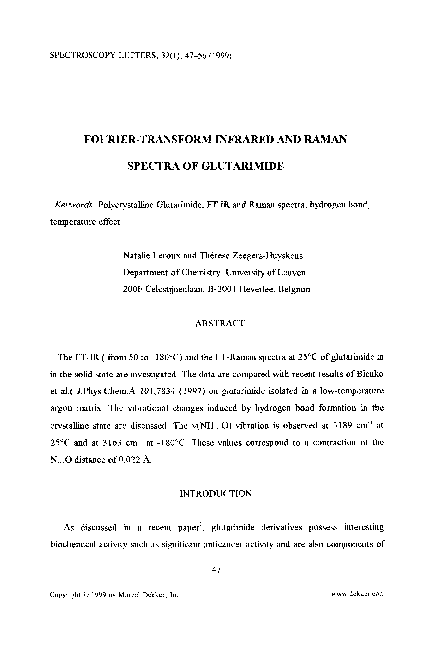 (PDF) Fourier transform infrared and Raman spectra of dimethyl ...