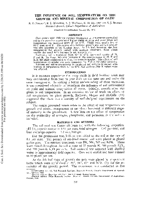 (PDF) The Influence of Soil Temperature on the Growth and Mineral ...