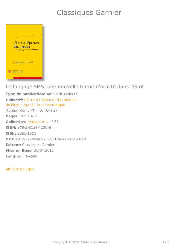 (PDF) Le langage SMS, une nouvelle forme d'oralité dans l'écrit | Greta ...