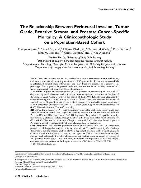 (PDF) The relationship between perineural invasion, tumor grade ...