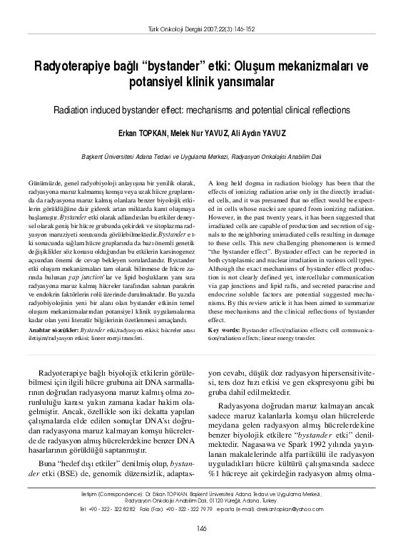 (PDF) Radiation induced bystander effect: mechanisms and potential ...