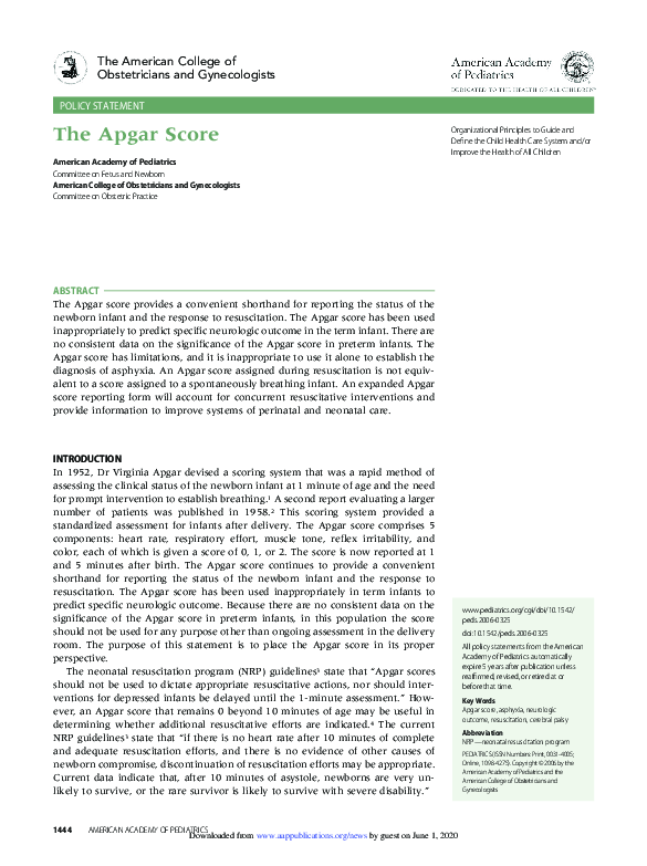 (PDF) The Apgar Score