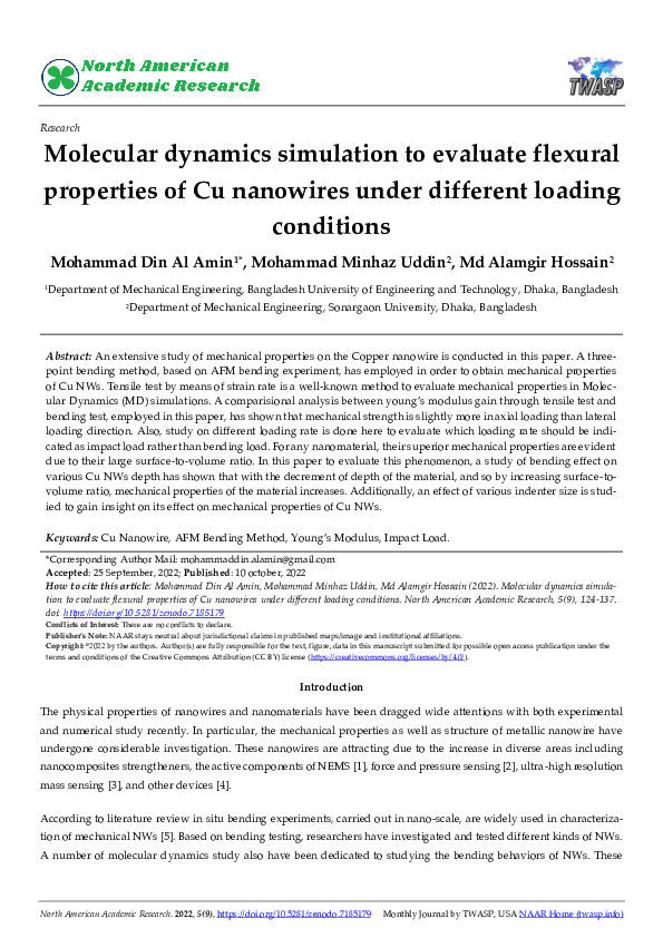 (PDF) Molecular dynamics simulation to evaluate flexural properties of ...