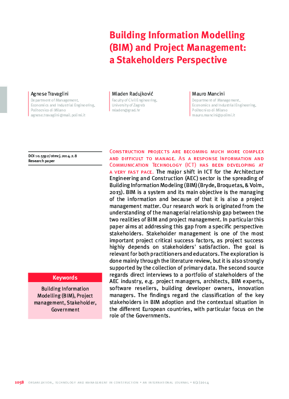 (PDF) Building Information Modelling (BIM) and Project Management: a ...