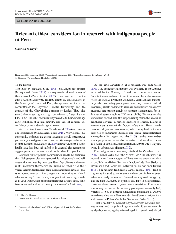 (PDF) Relevant ethical consideration in research with indigenous people ...
