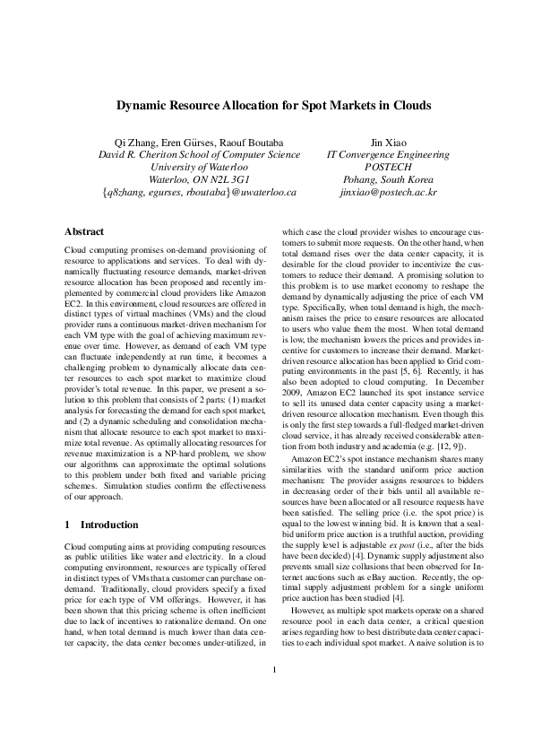 (PDF) Dynamic Resource Allocation for Spot Markets in Cloud Computing ...