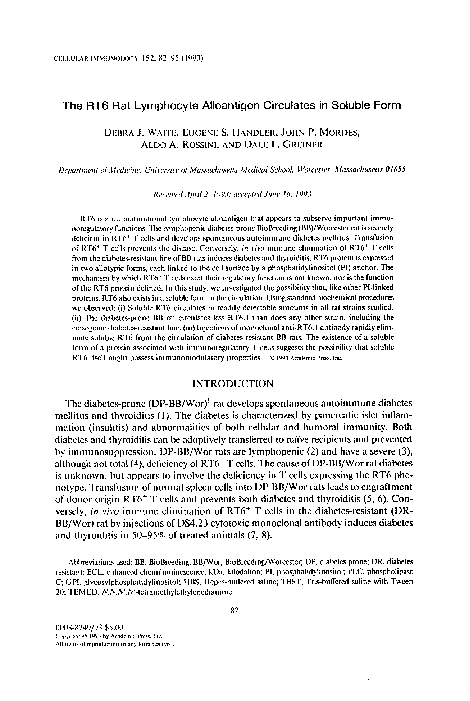 (PDF) The RT6 Rat Lymphocyte Alloantigen Circulates in Soluble Form