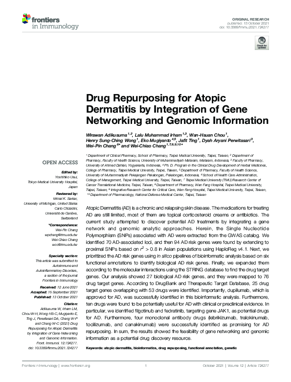 (PDF) Drug Repurposing for Atopic Dermatitis by Integration of Gene ...