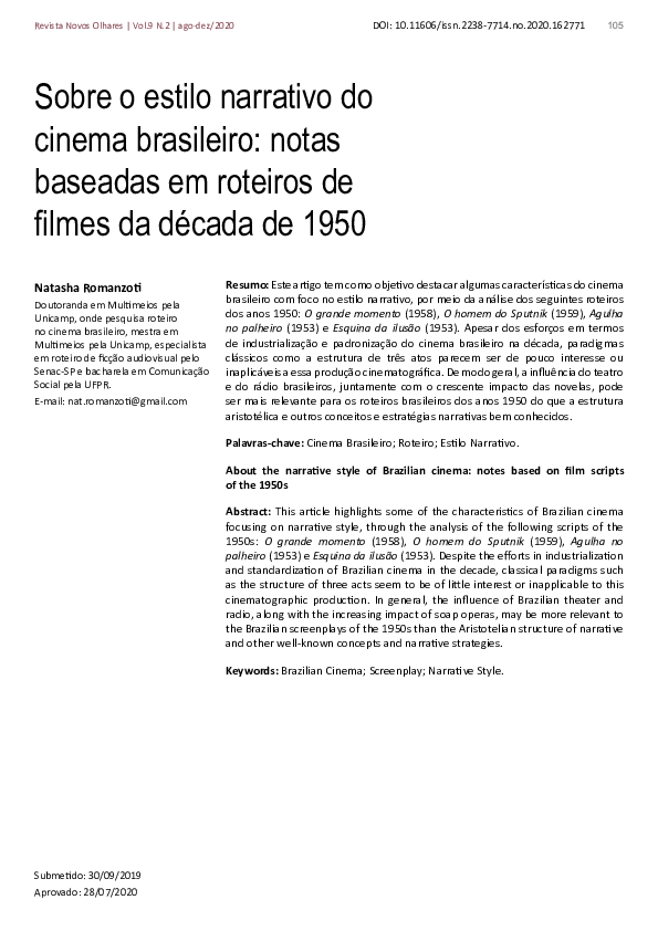 (PDF) About the narrative style of Brazilian cinema: notes based on ...