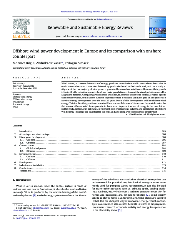 (PDF) Offshore wind power development in Europe and its comparison with ...