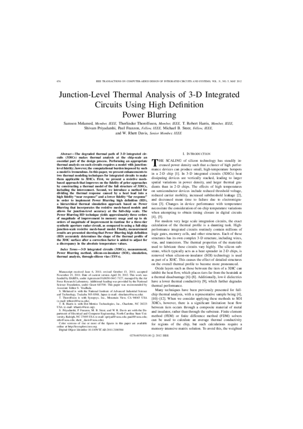 (PDF) Junction-Level Thermal Analysis of 3-D Integrated Circuits Using ...