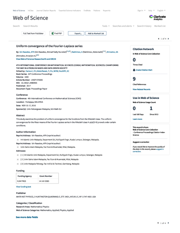 (PDF) Uniform convergence of the FourierLaplace series Anvarjon