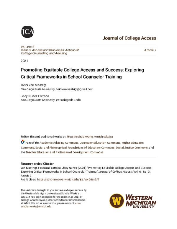 (PDF) Promoting Equitable College Access and Success: Exploring ...