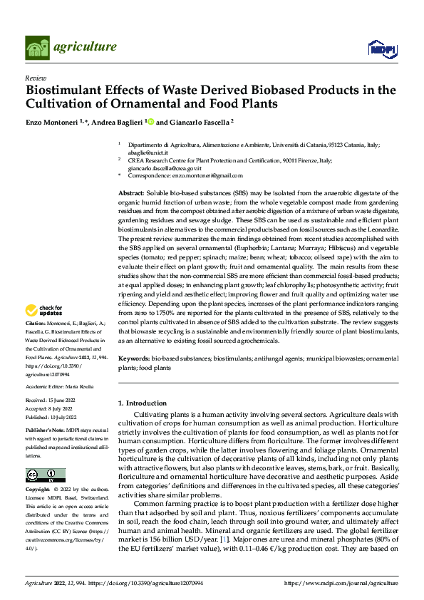 (PDF) Biostimulant Effects of Waste Derived Biobased Products in the ...