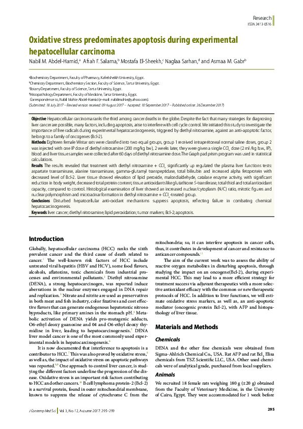 (PDF) Oxidative stress predominates apoptosis during experimental ...
