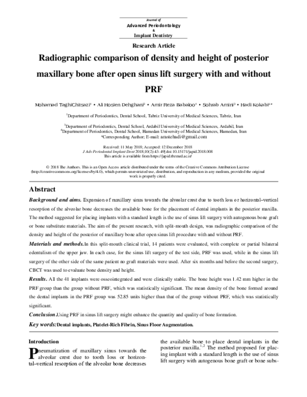 (PDF) Radiographic Monitoring of Changes in Bone Height after Implant ...