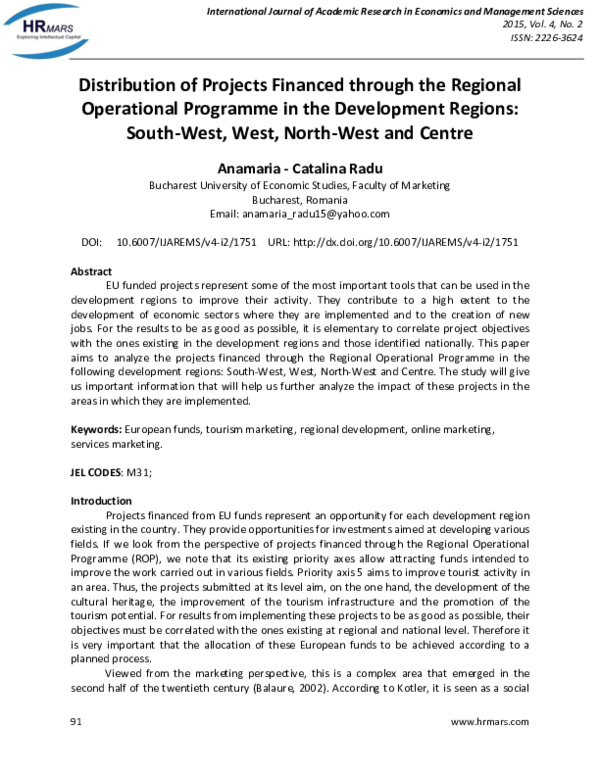 (PDF) Distribution of Projects Financed through the Regional ...