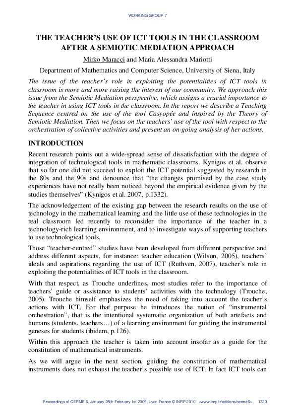 (PDF) The teacher s use of ICT tools in the classroom after a semiotic ...