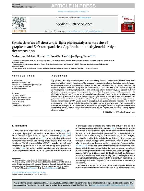 (PDF) Synthesis of an efficient white-light photocatalyst composite of ...