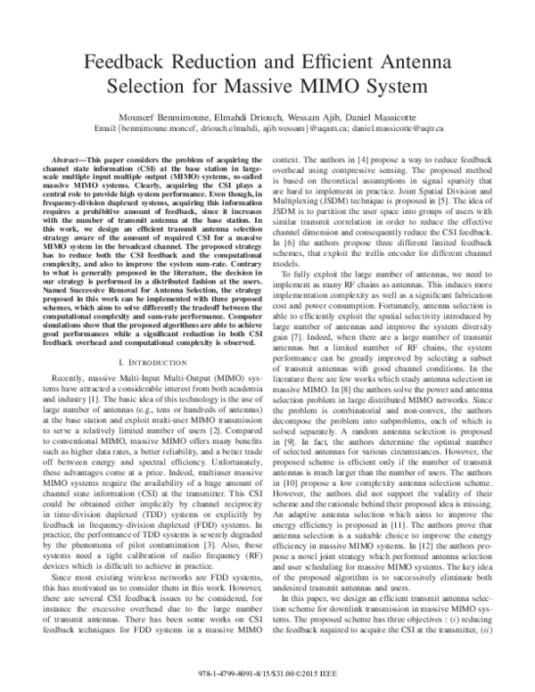 (PDF) Feedback Reduction and Efficient Antenna Selection for Massive ...