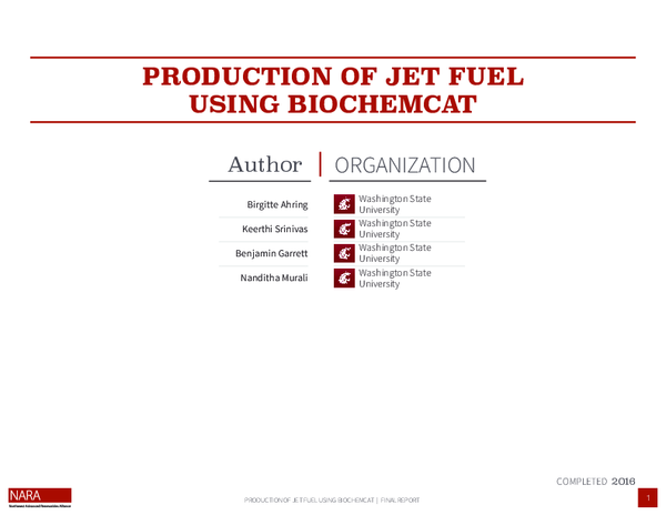 (PDF) PRODUCTION OF JET FUEL USING BIOCHEMCAT 2016 COMPLETED Author ...