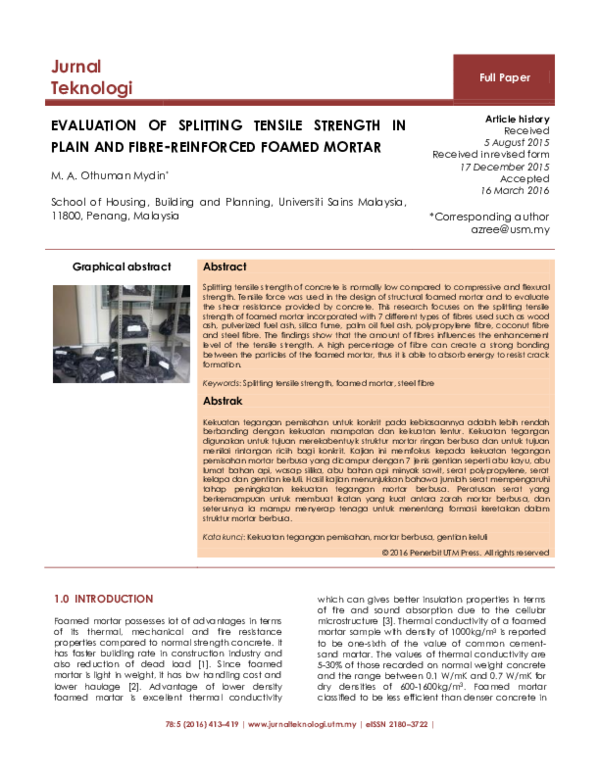 (PDF) Evaluation of the splitting tensile strength in plain and steel ...