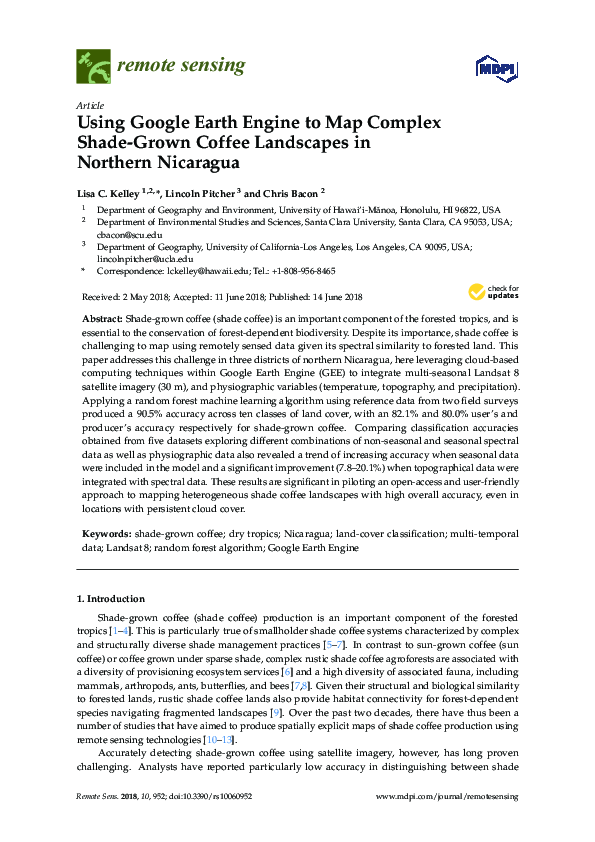 (PDF) Using Google Earth Engine to Map Complex Shade-Grown Coffee ...
