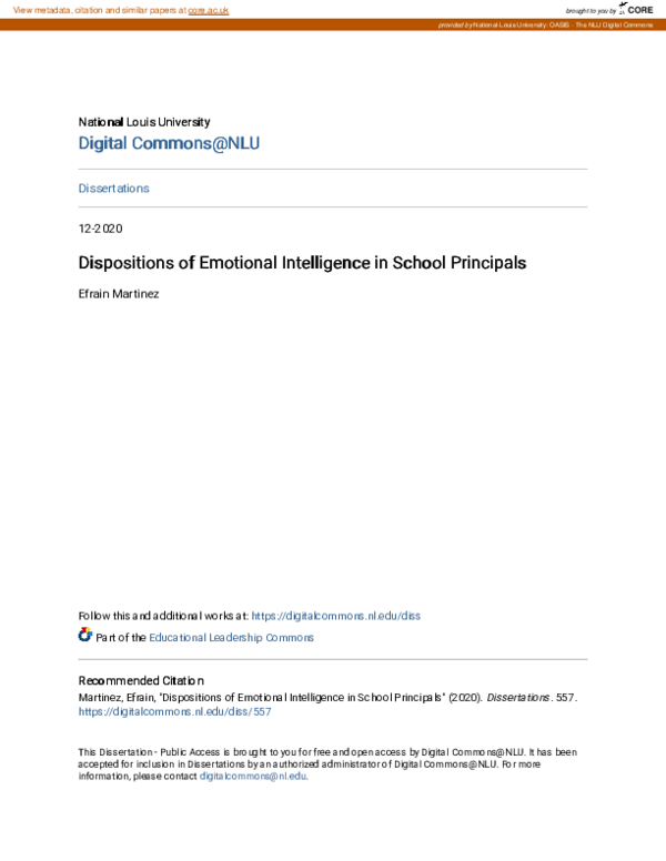 (PDF) Dispositions of Emotional Intelligence in School Principals