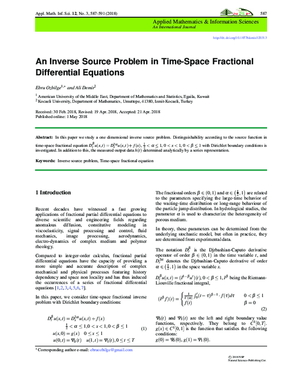 (PDF) An Inverse Source Problem in Time-Space Fractional Differential ...