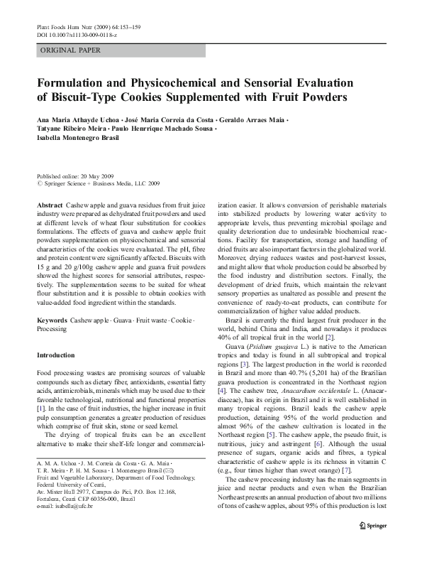 (PDF) Formulation and physicochemical and sensorial evaluation of