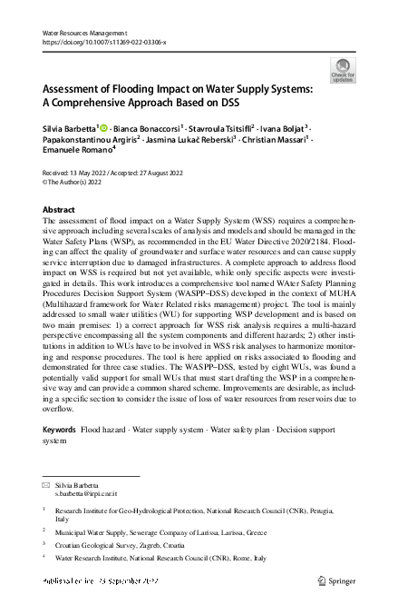 (PDF) Assessment of flooding impact on water supply systems: a ...