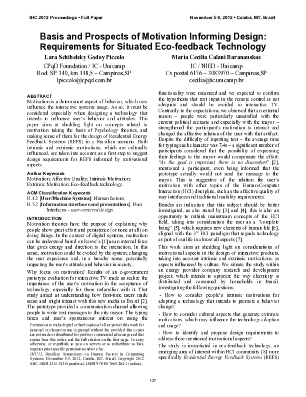 (PDF) Basis and prospects of motivation informing design: requirements ...