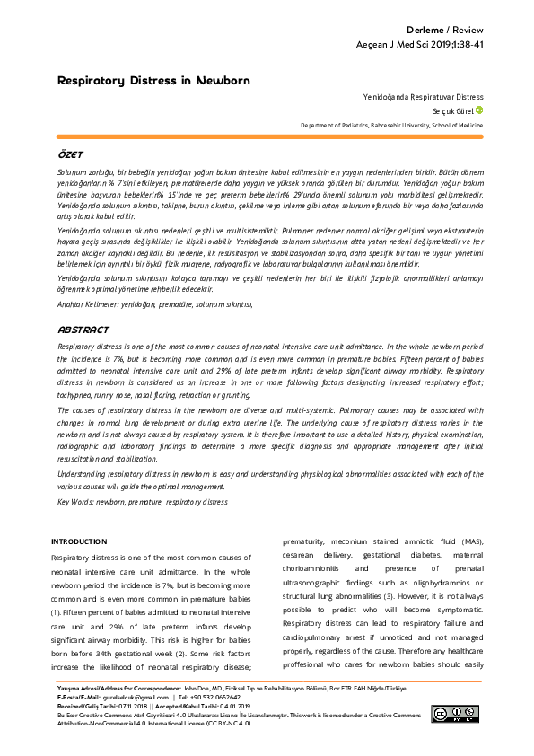 (PDF) Respiratory Distress In Newborn