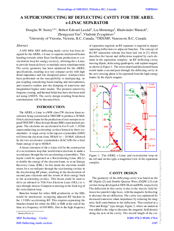 (PDF) A superconducting RF deflecting cavity for the ARIEL e-linac ...