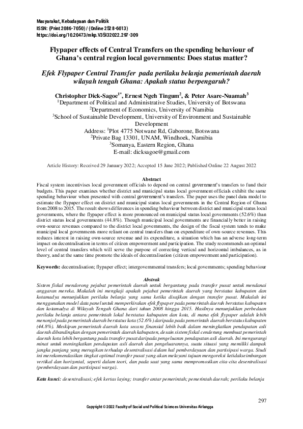 (PDF) Flypaper effects of Central Transfers on the spending behaviour